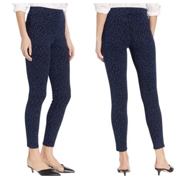 Spanx Leopard Print Look At Me Now Denim Leggings Blue Women’s Size M. - Picture 6 of 9